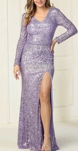 COPY - Lilac long sleeve sheath formal evening prom  party pageant dress